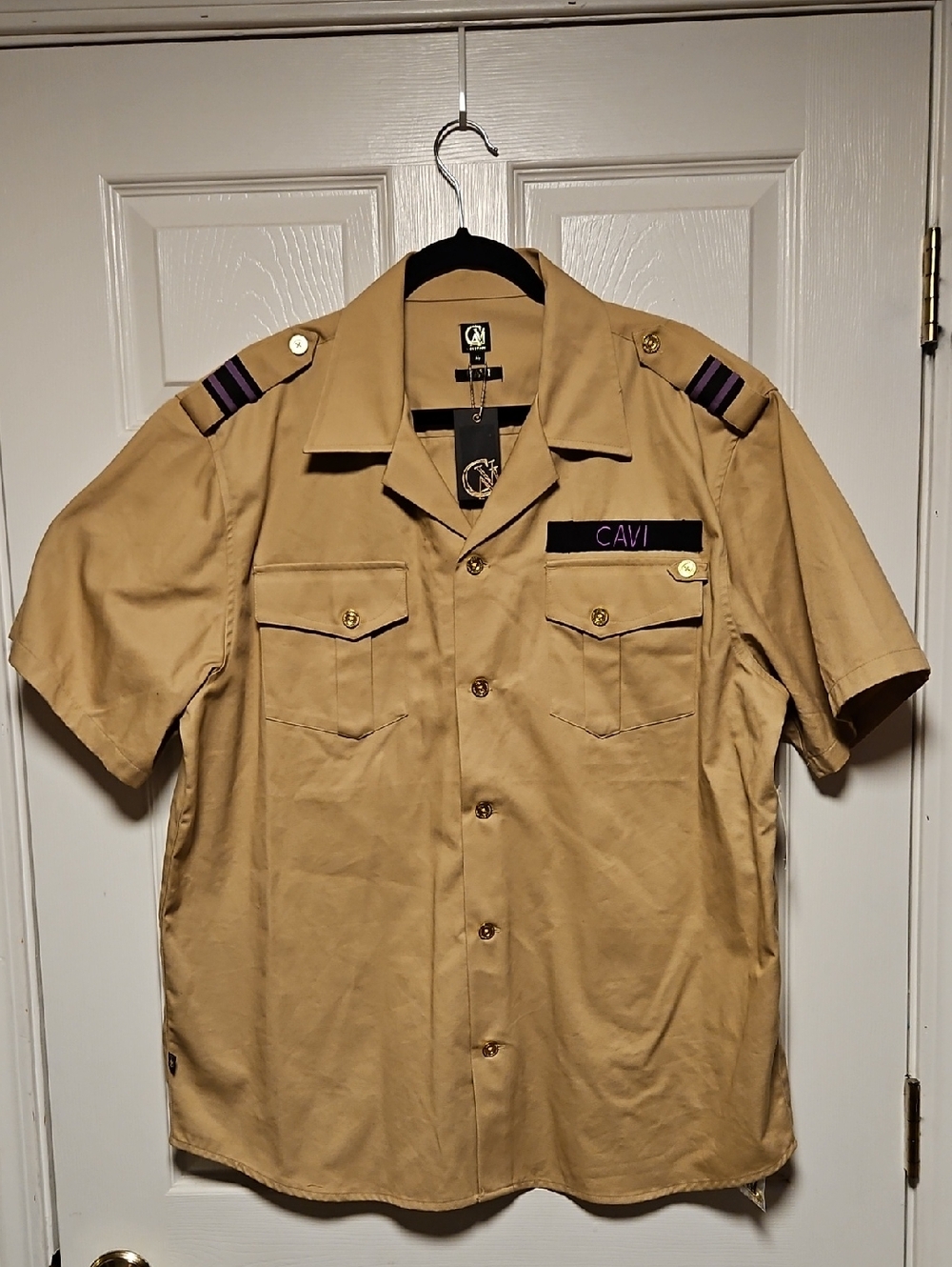 Cavi Military Style Khaki Short Sleeve Shirt